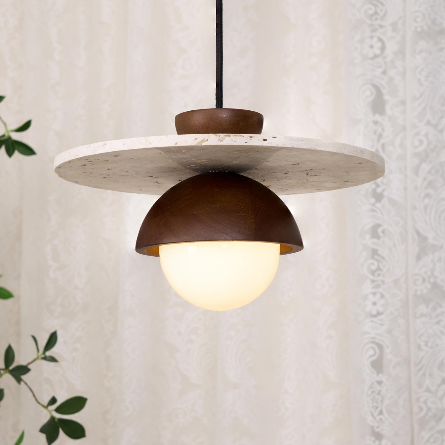 Ritta Pendant Light Glass Globe Travertine - Letslighting