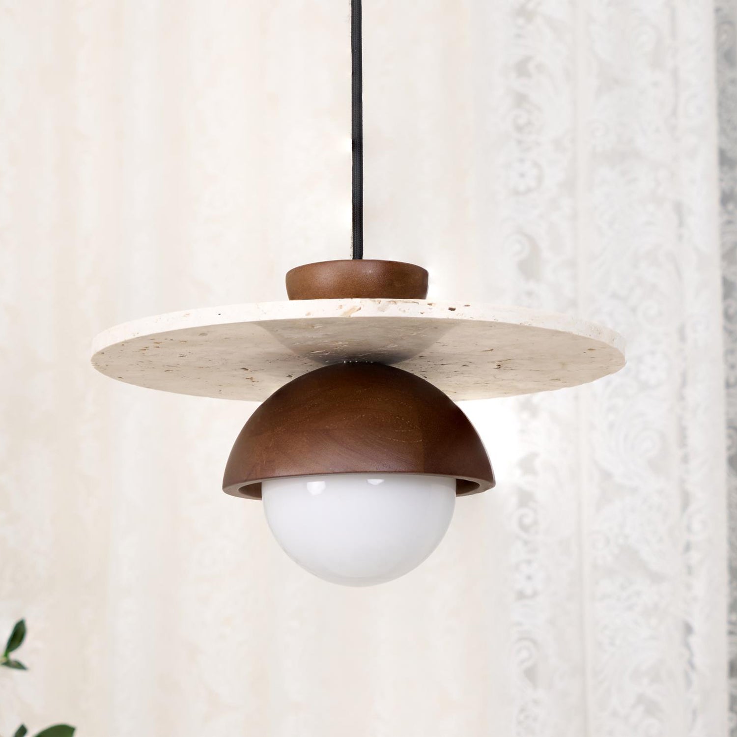Ritta Pendant Light Glass Globe Travertine - Letslighting