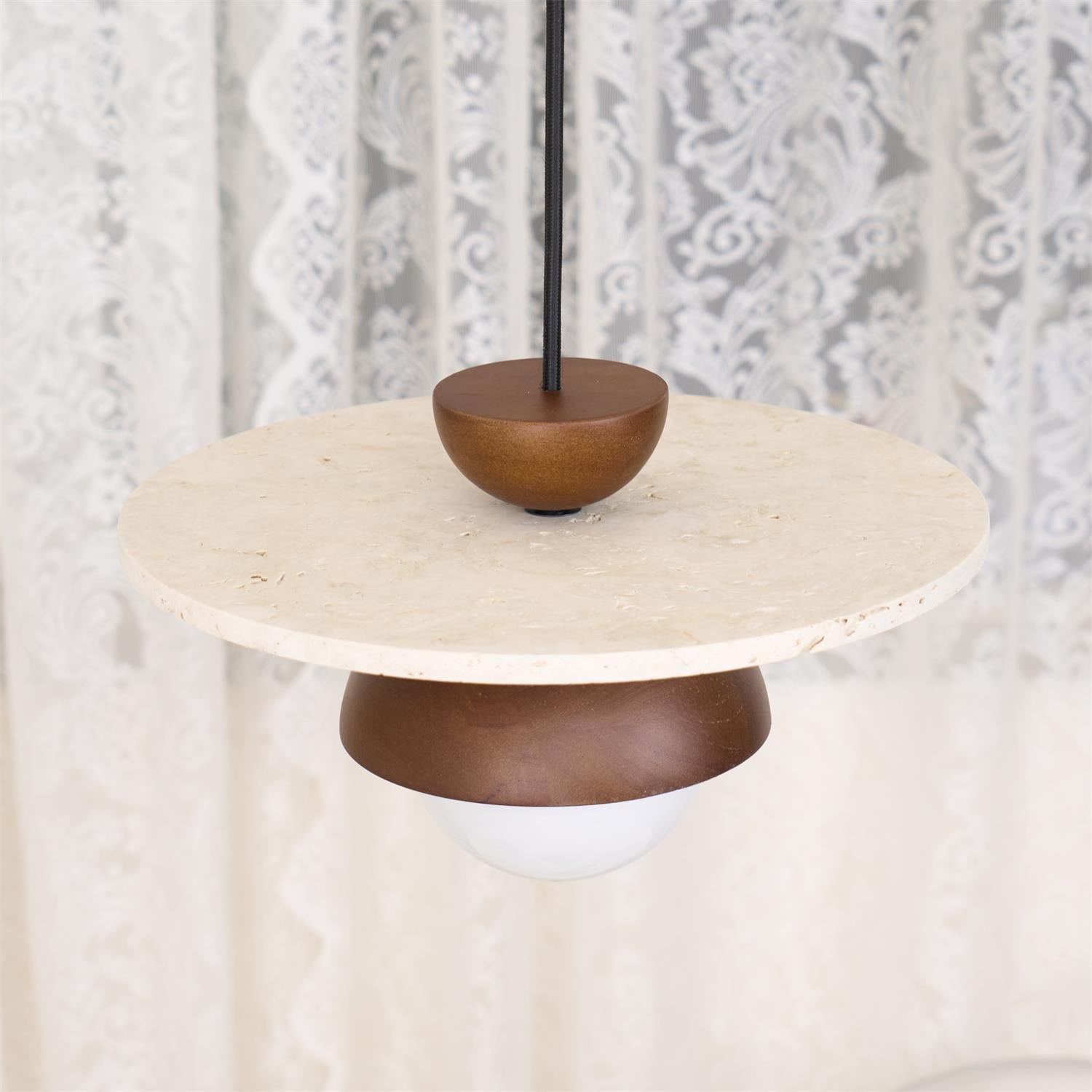 Ritta Pendant Light Glass Globe Travertine - Letslighting