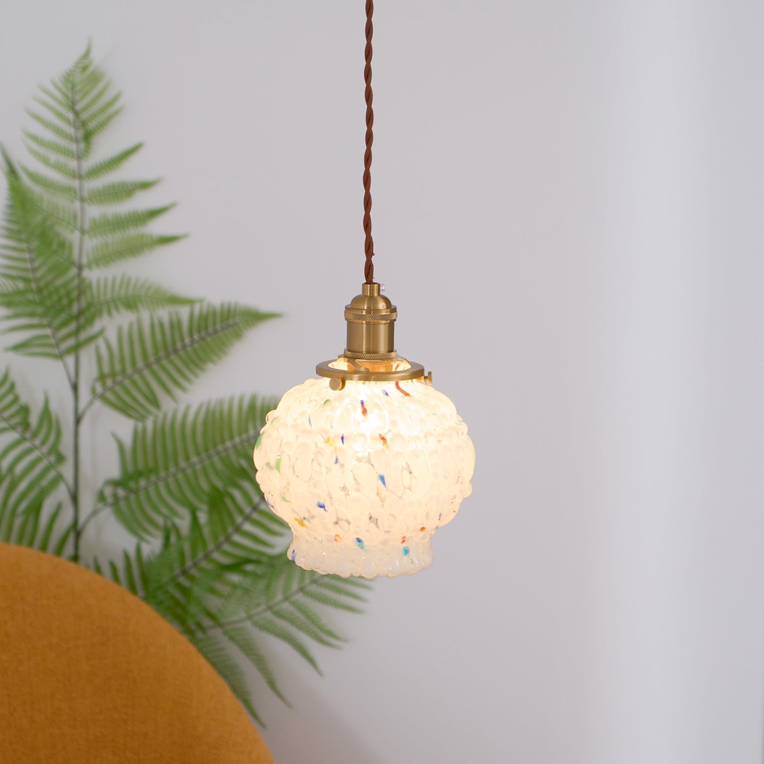 Jovik Pendelleuchte Vintage Glas Strukturiert Messing-Letslighting