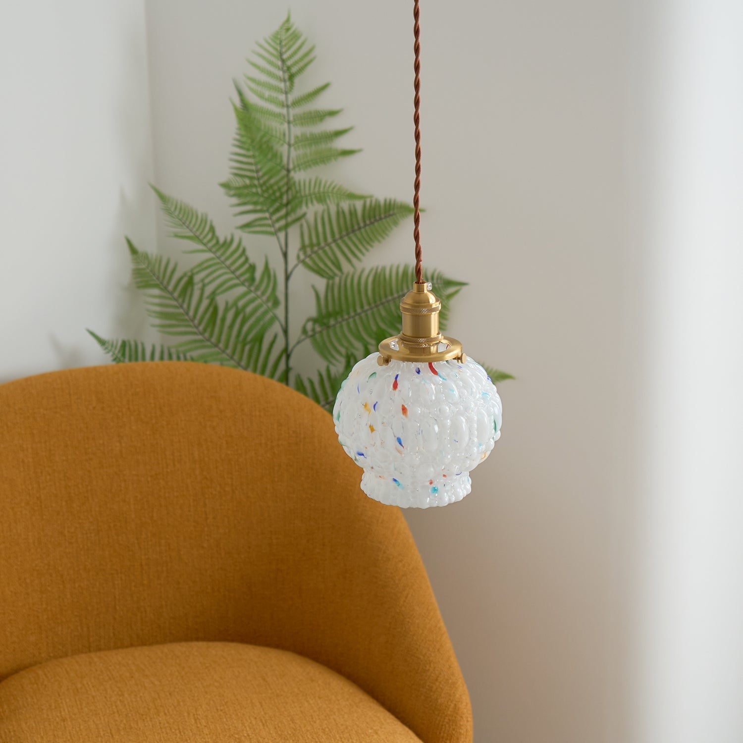 Jovik Pendelleuchte Vintage Glas Strukturiert Messing-Letslighting