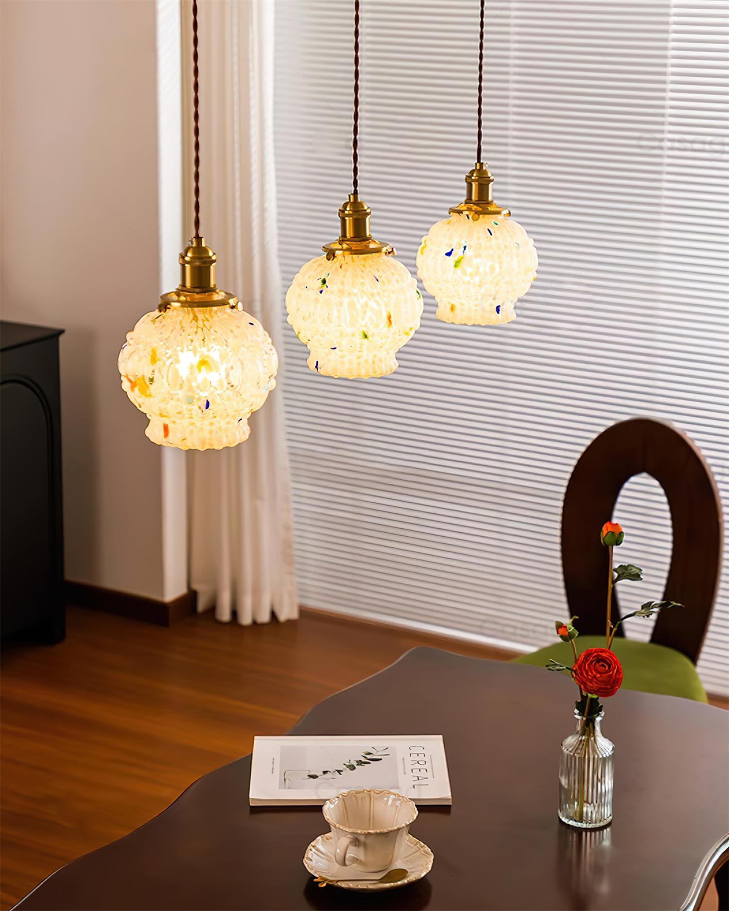 Jovik Pendelleuchte Vintage Glas Strukturiert Messing-Letslighting