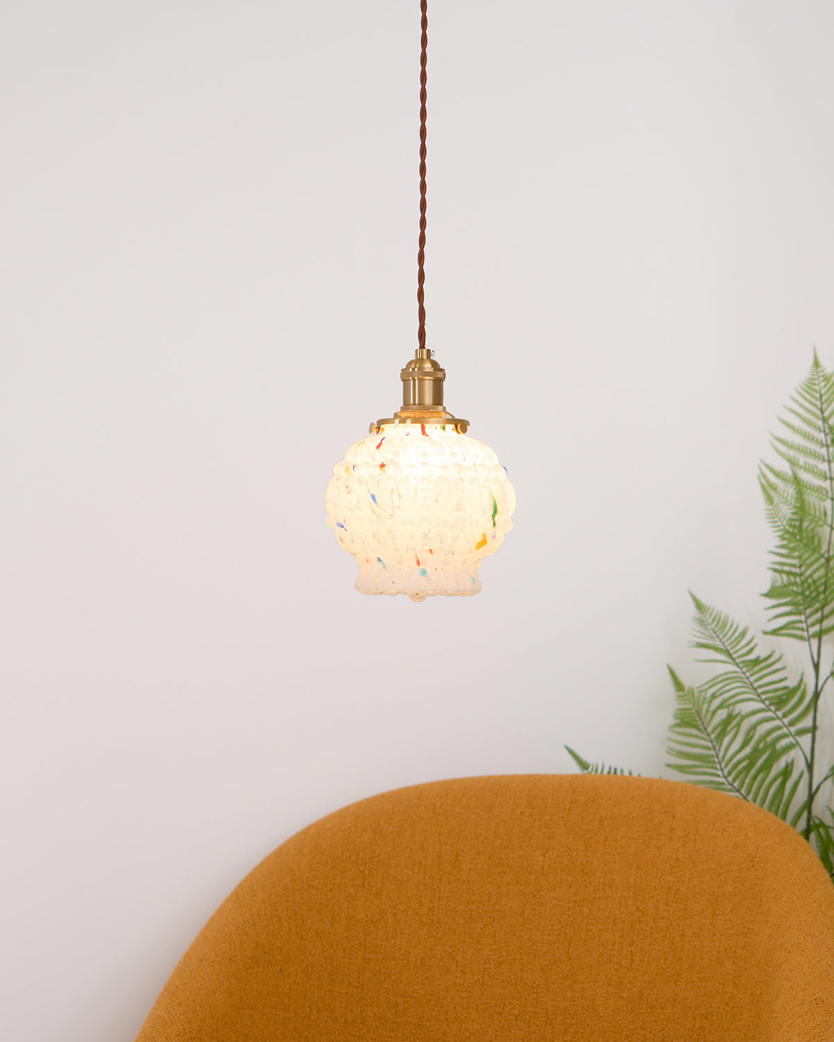 Jovik Pendelleuchte Vintage Glas Strukturiert Messing-Letslighting