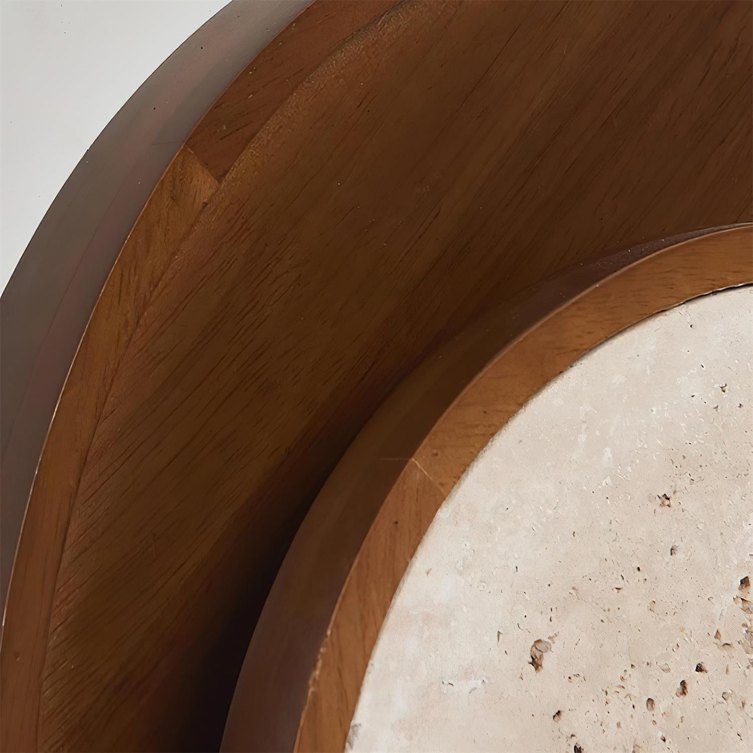 Ritta Wall Lamp Travertine Circular Wooden Frame - Letslighting