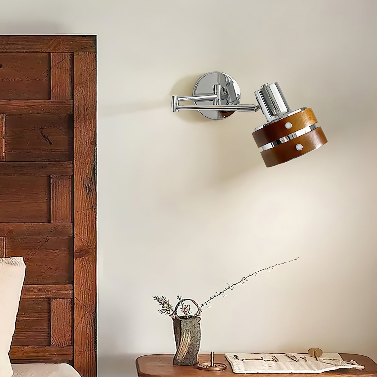 Wandleuchte Metall Holz Fass Schirm Verstellbar Mid-Century-Letslighting