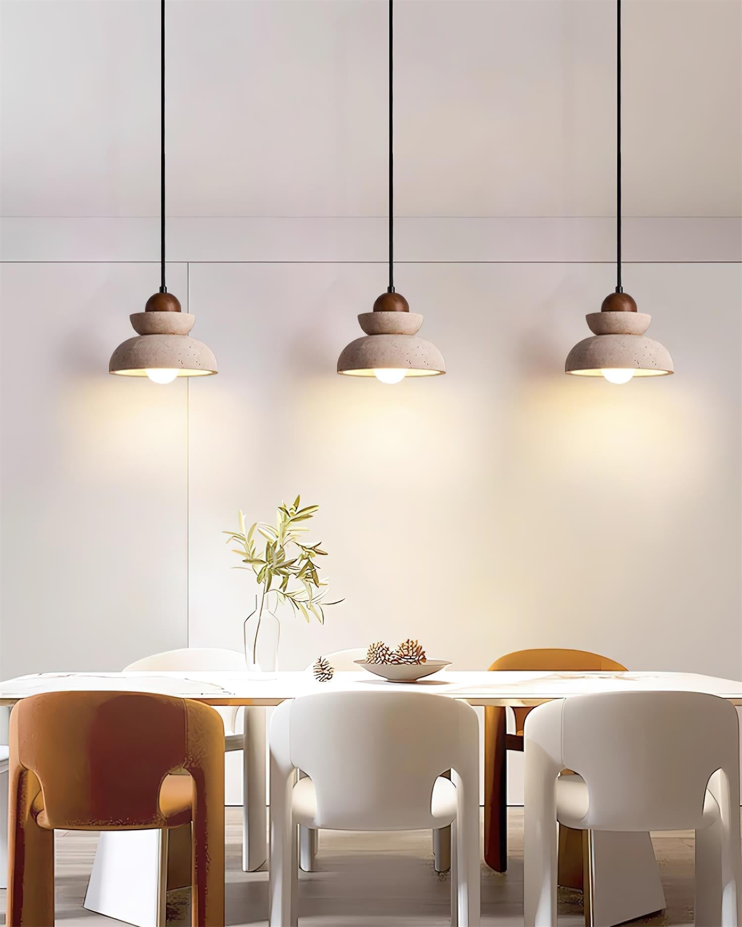 Pendant Lamp Travertine Shade Wood Modern Nordic Beige Walnut - Letslighting