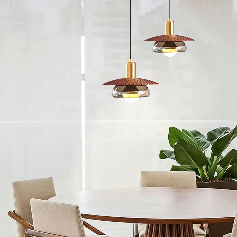 Elysor Pendelleuchte Messing Strukturierter Glaskugel-Letslighting