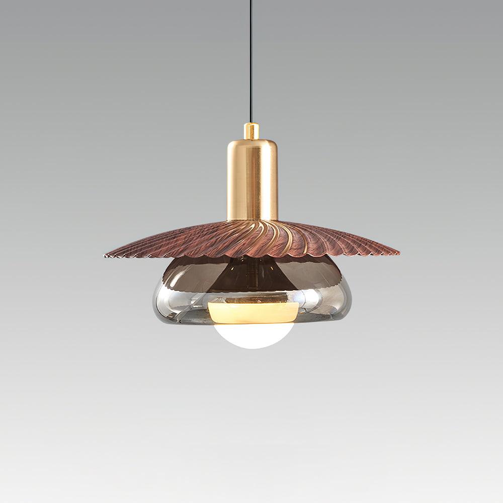Elysor Pendelleuchte Messing Strukturierter Glaskugel-Letslighting