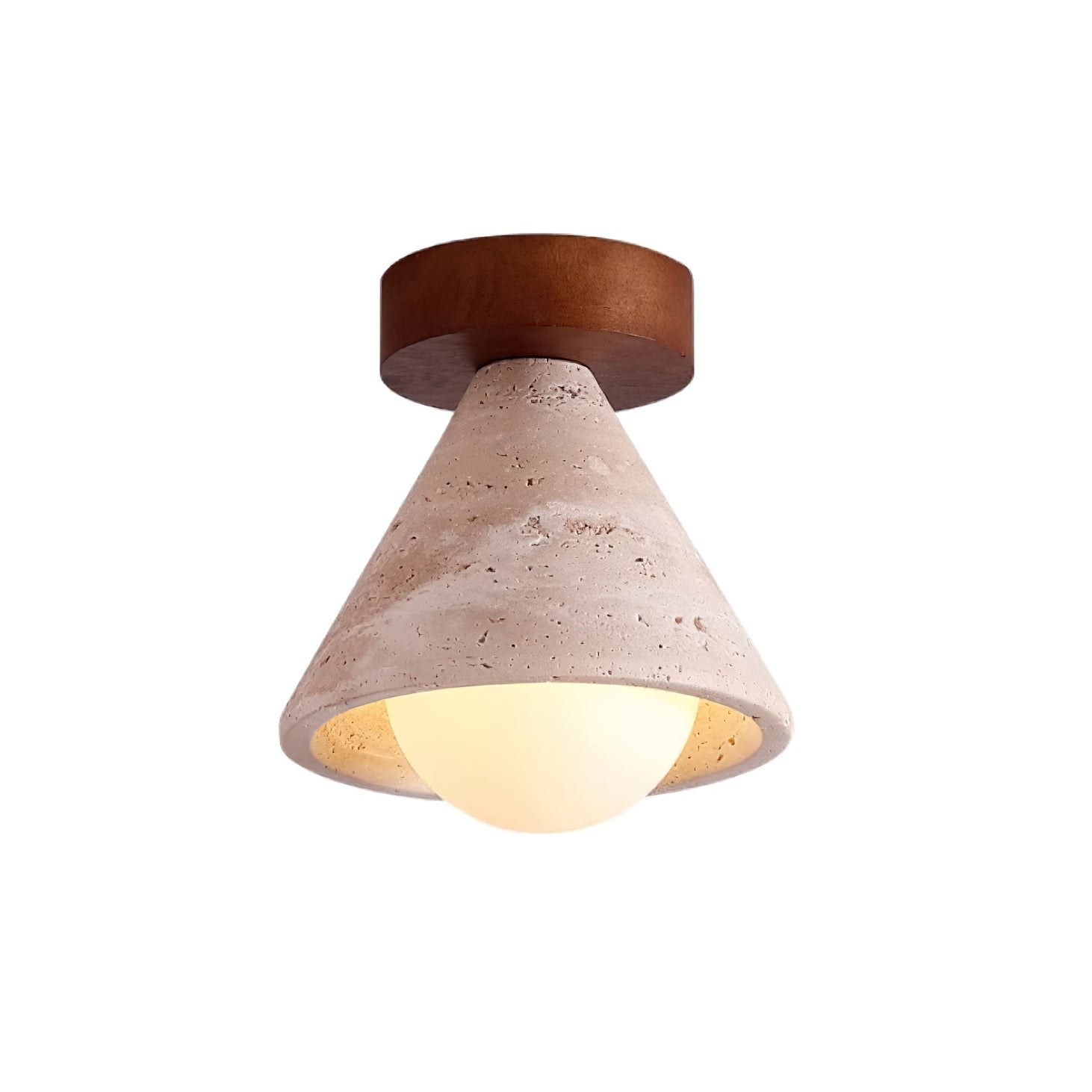 Hudon Travertine Cone Flush Mount Ceiling Light - Letslighting