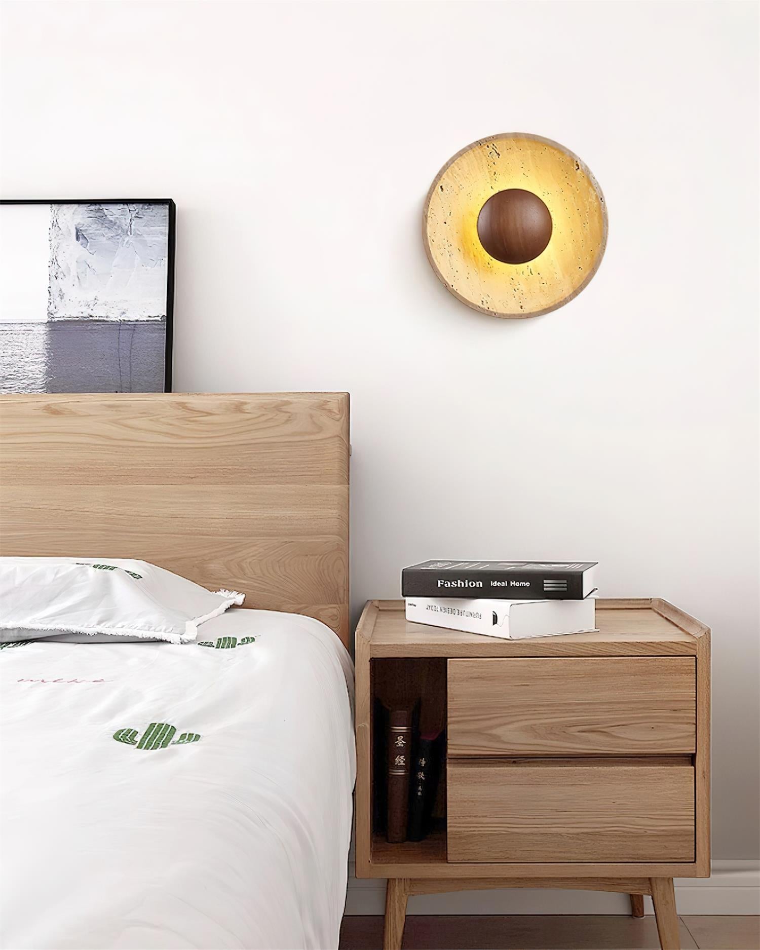 Gionne Wood & Travertine Wall Lamp - Letslighting