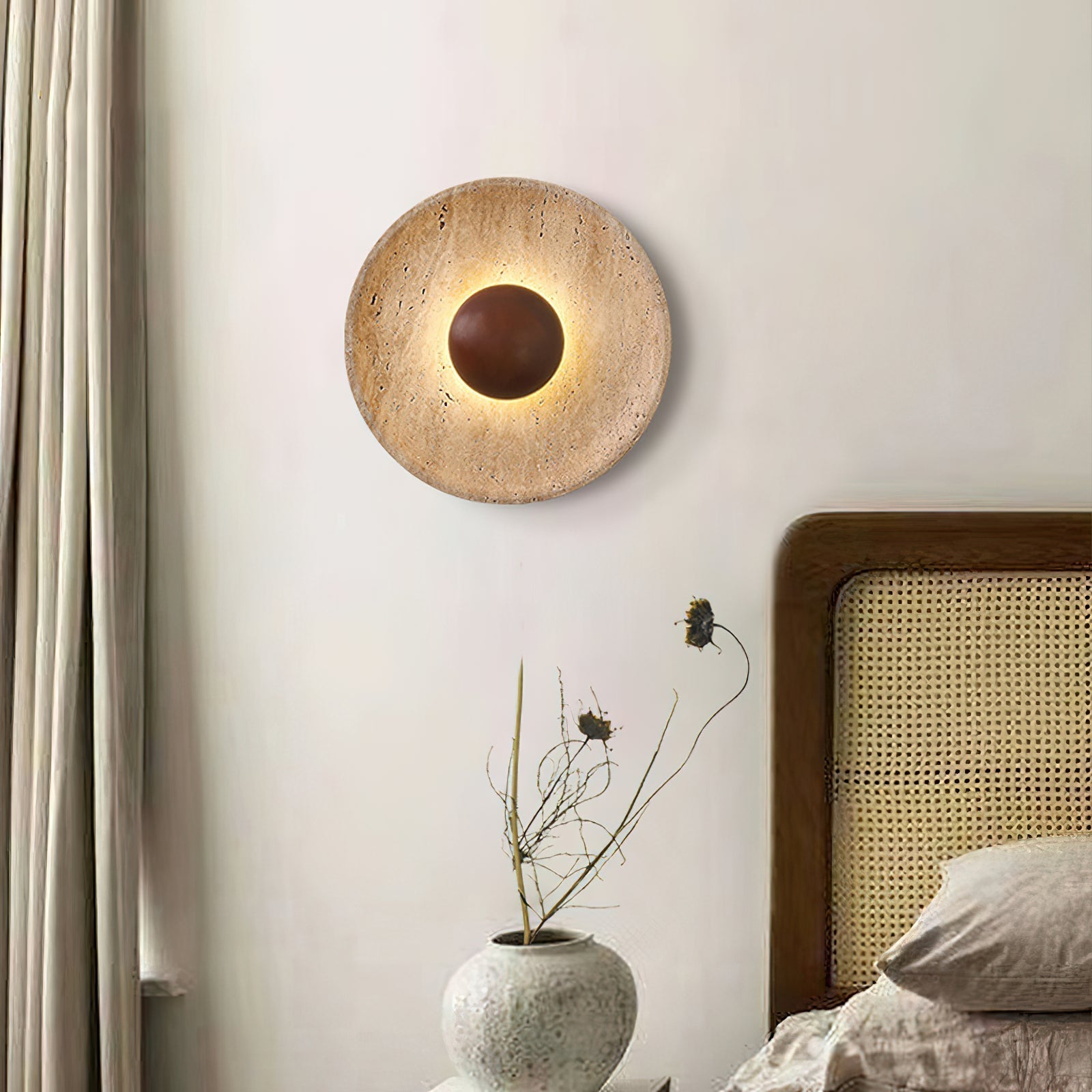 Gionne Wood & Travertine Wall Lamp - Letslighting