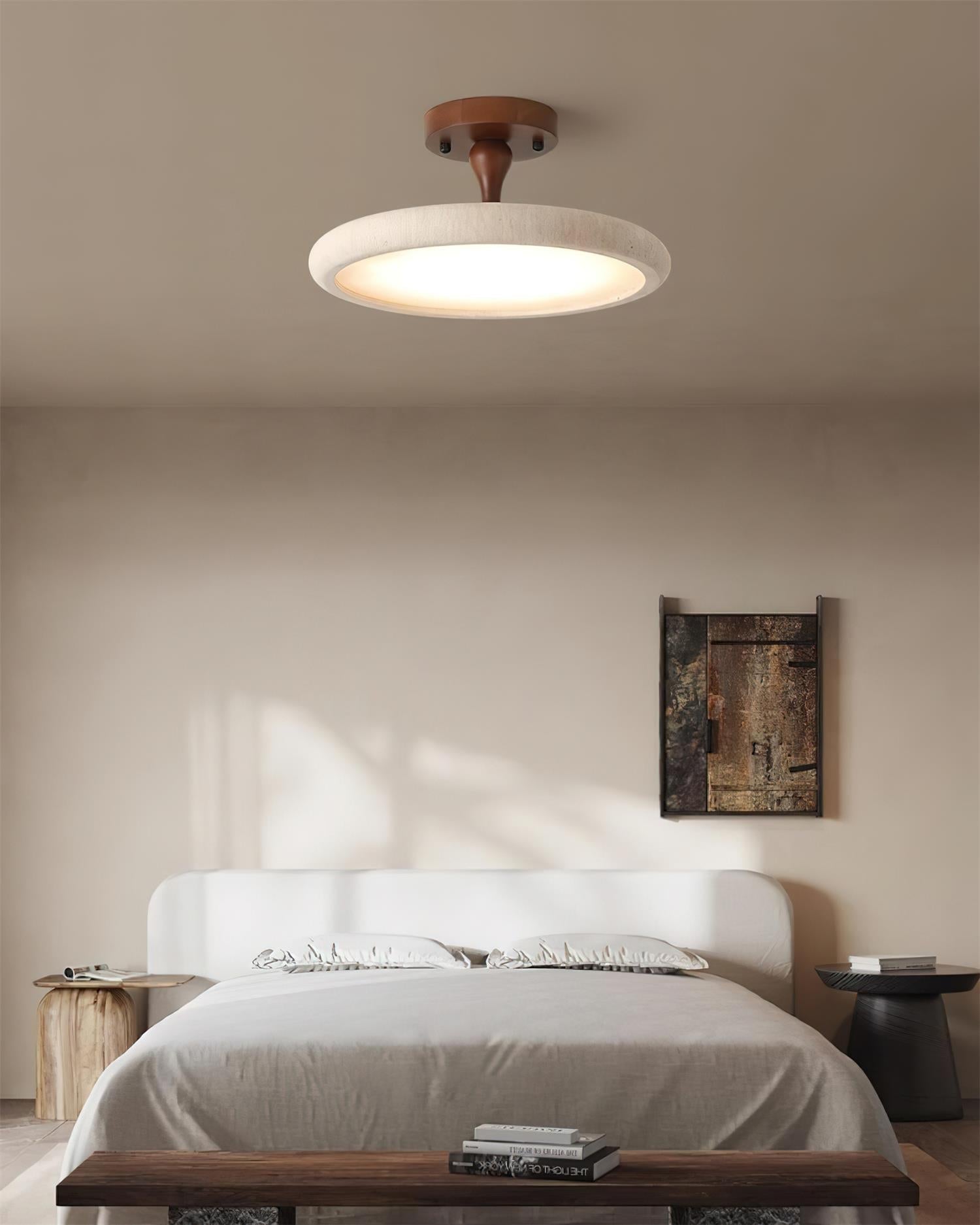 Dovai Travertine Semi Flush Ceiling Light - Letslighting