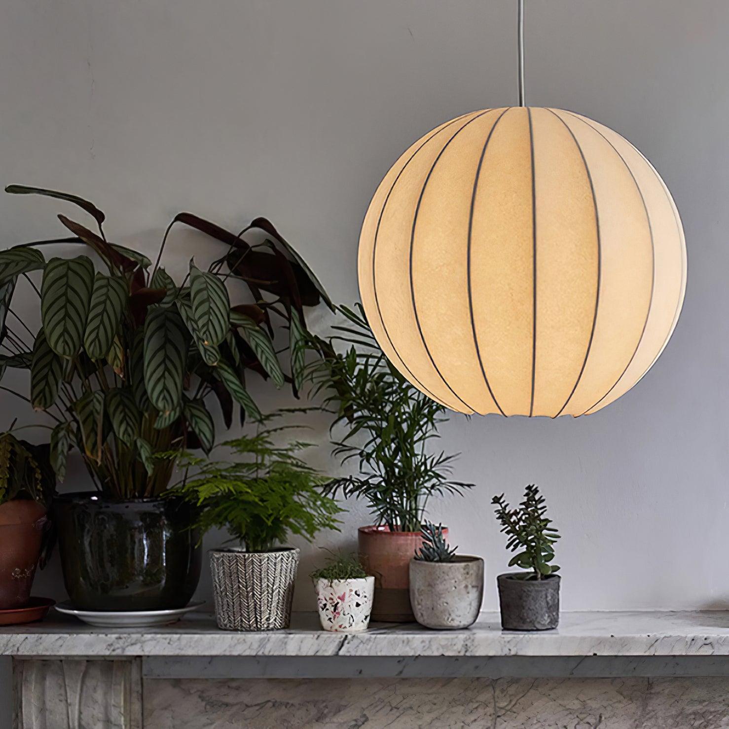Pendelleuchte Seide Gerippte Kugel Modern-Letslighting