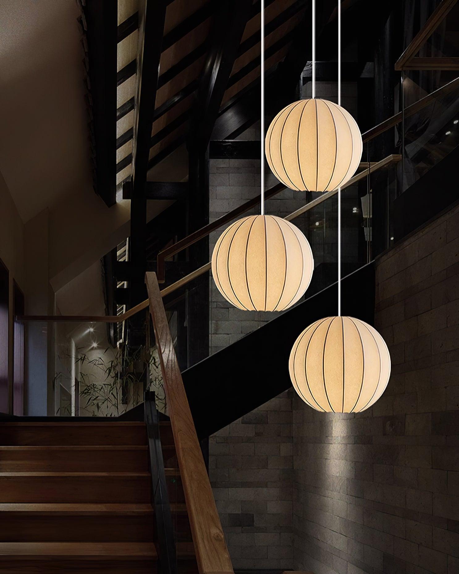 Pendelleuchte Seide Gerippte Kugel Modern-Letslighting