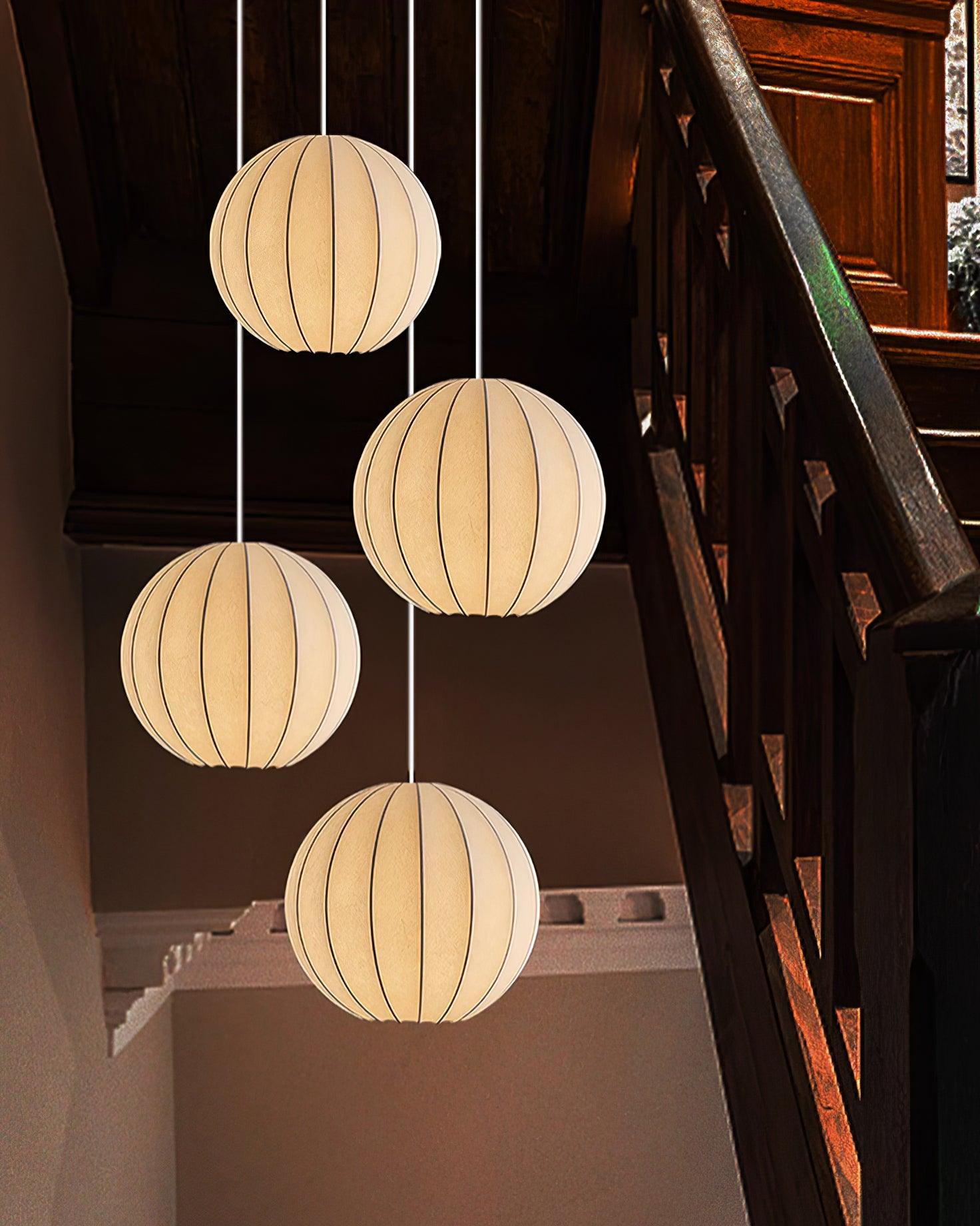 Pendelleuchte Seide Gerippte Kugel Modern-Letslighting