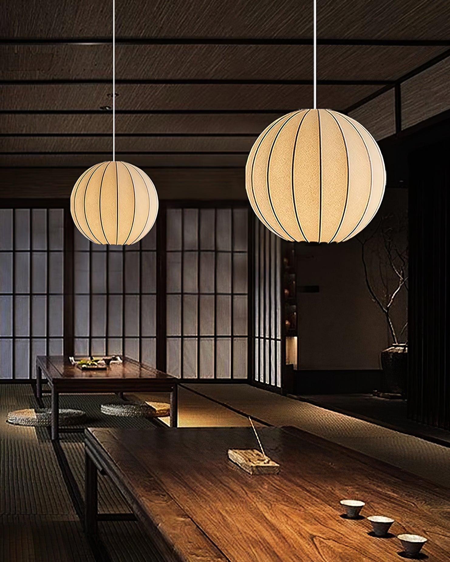 Pendelleuchte Seide Gerippte Kugel Modern-Letslighting