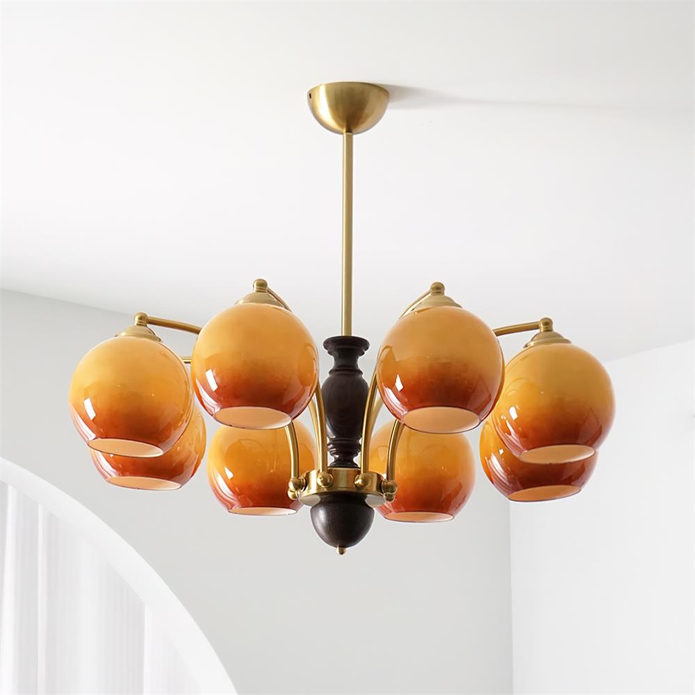 Kronleuchter Glas Schirme Metall Rahmen Holz Akzente Mid-Century Ruhig-Letslighting