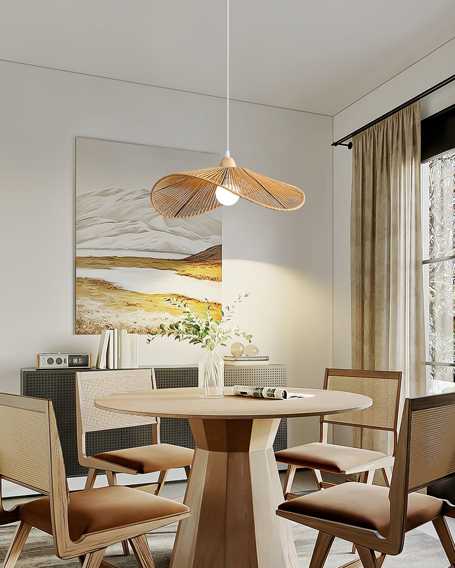 Pendelleuchte Geflochtener Hanfschirm Skulptural Natur Modern-Letslighting
