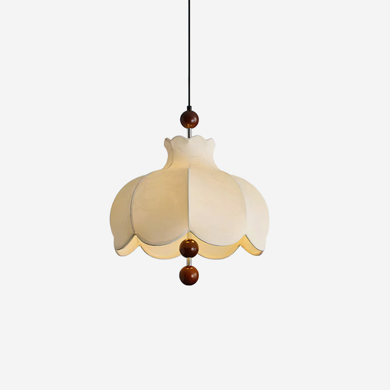 Wren Vintage Pendelleuchte aus Stoff und Holz-Letslighting