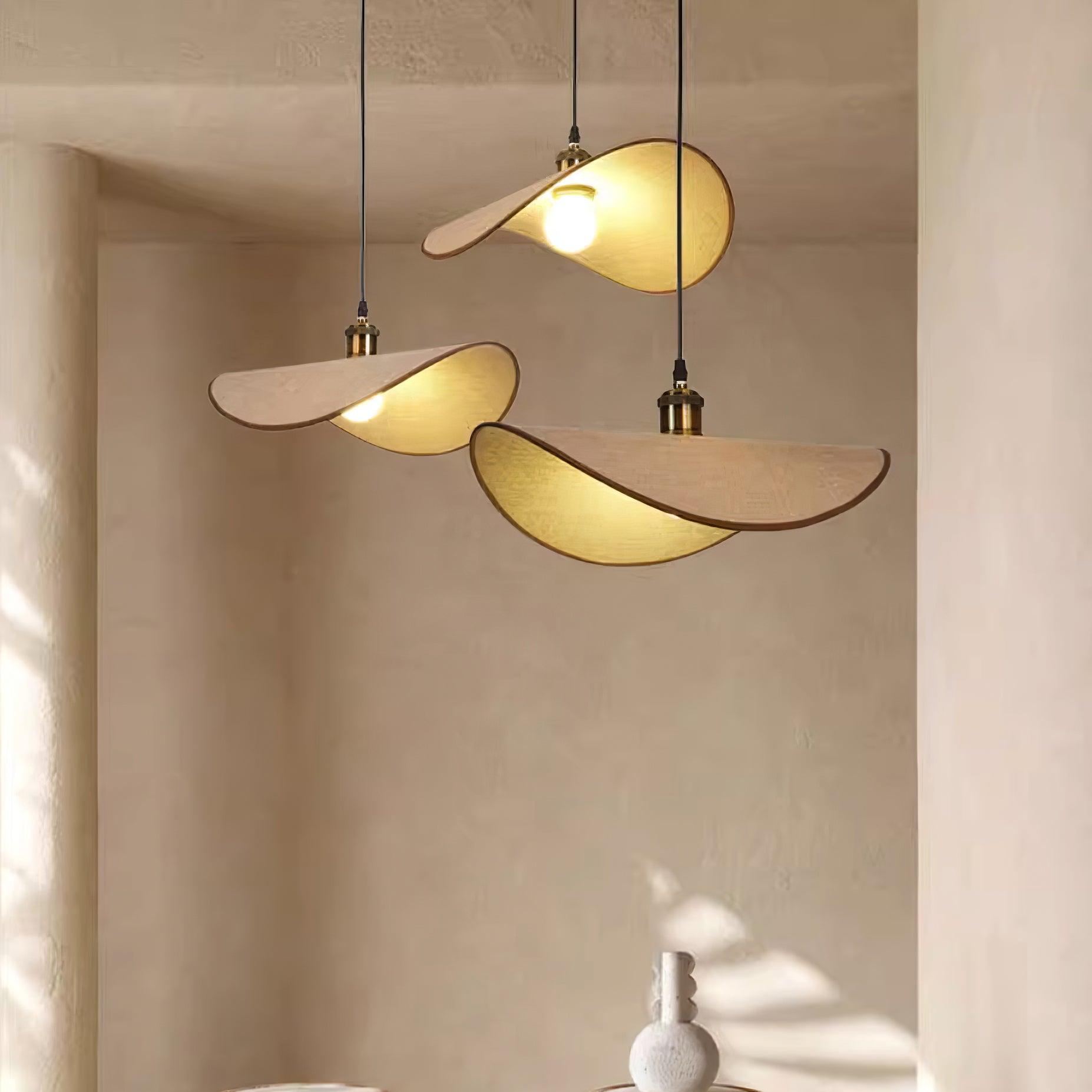 Pendant Lamp Linen Fabric Shade Wood - Letslighting