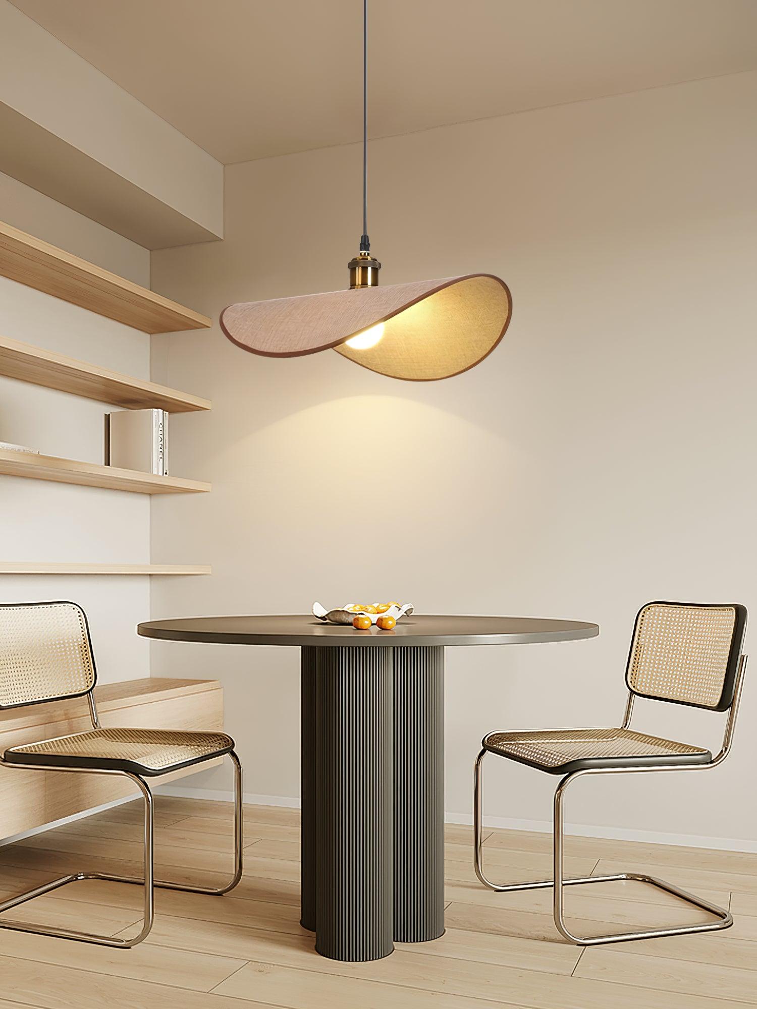 Pendant Lamp Linen Fabric Shade Wood - Letslighting