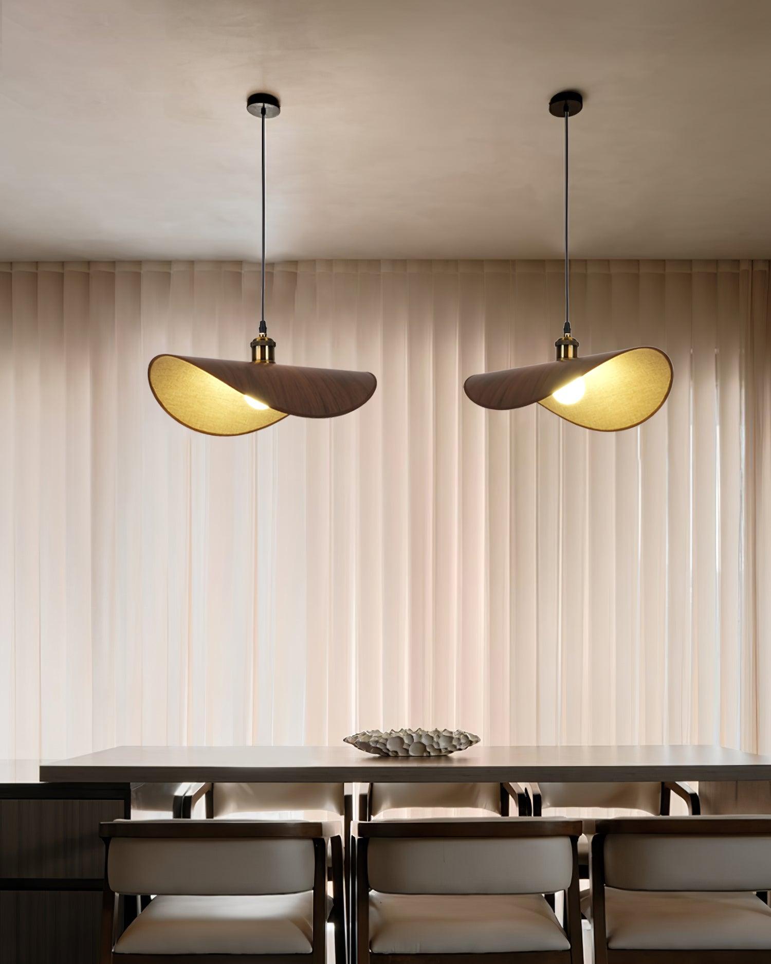 Pendant Lamp Linen Fabric Shade Wood - Letslighting