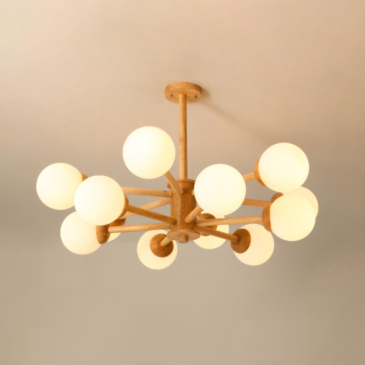 Lustra Kronleuchter Holz Globus Minimalistisch Natürlich-Letslighting