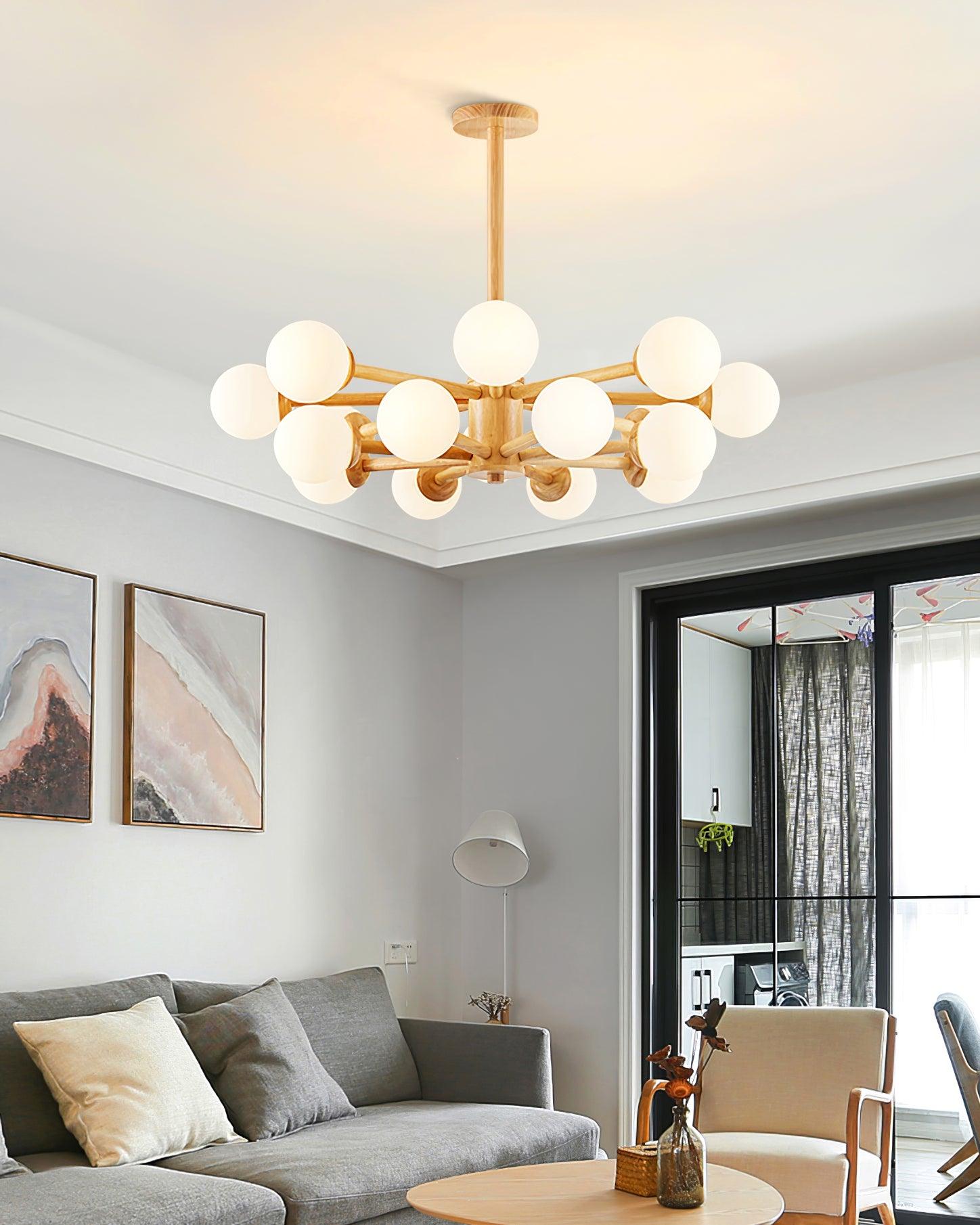 Lustra Kronleuchter Holz Globus Minimalistisch Natürlich-Letslighting