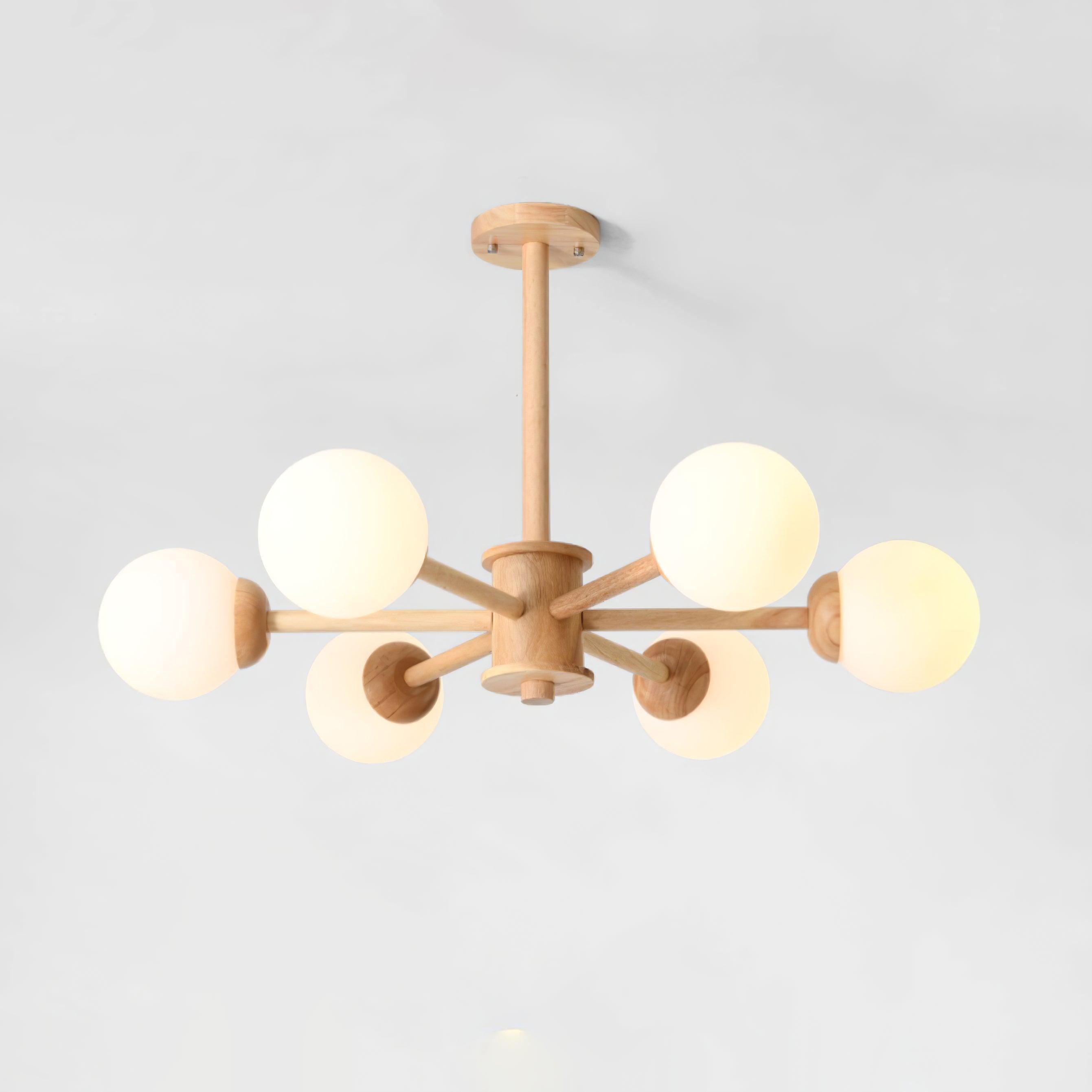 Lustra Kronleuchter Holz Globus Minimalistisch Natürlich-Letslighting