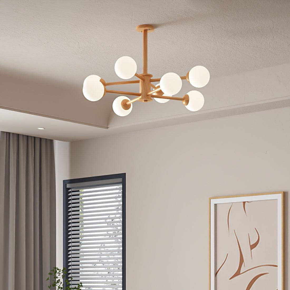 Lustra Kronleuchter Holz Globus Minimalistisch Natürlich-Letslighting