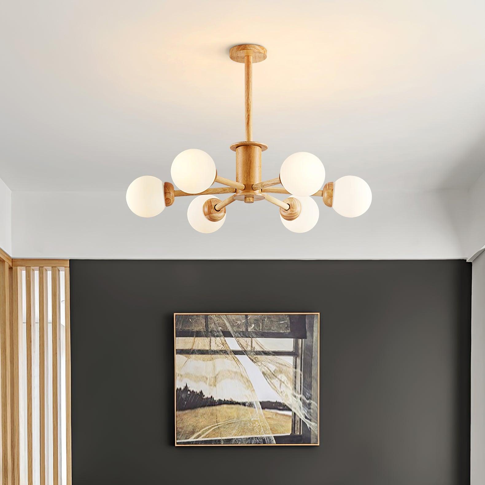 Lustra Kronleuchter Holz Globus Minimalistisch Natürlich-Letslighting