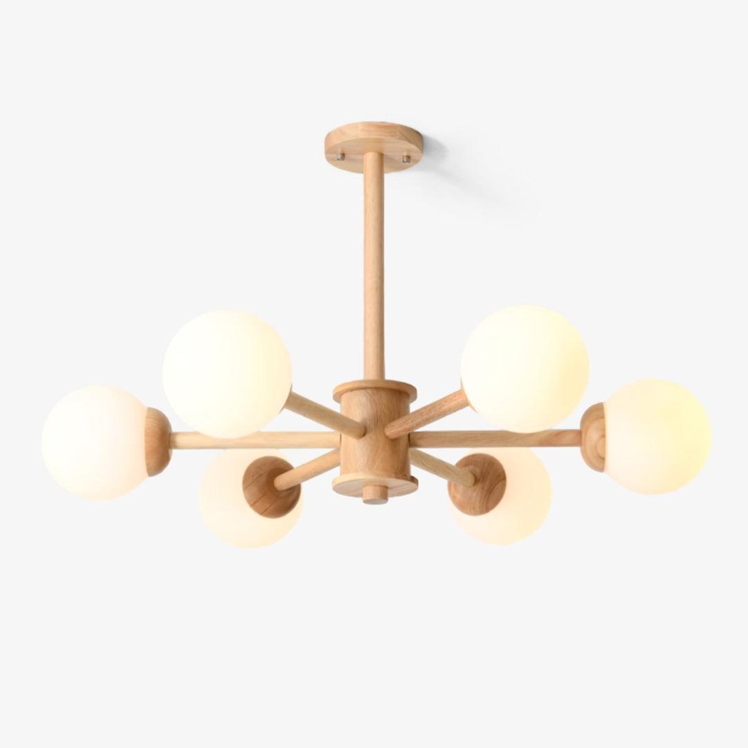 Lustra Kronleuchter Holz Globus Minimalistisch Natürlich-Letslighting