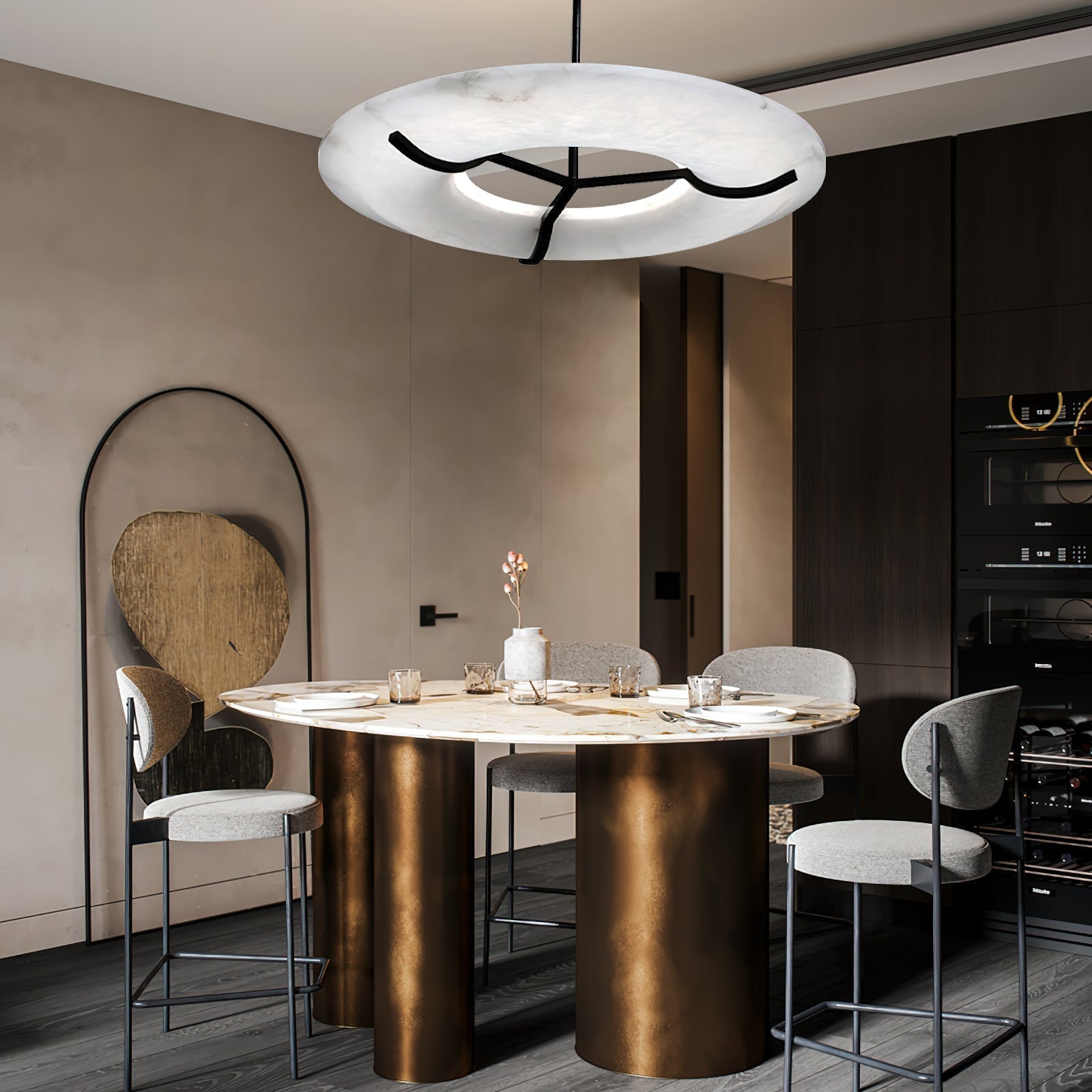 Eldorora Modern Minimalist Brass Alabaster Chandelier - Letslighting