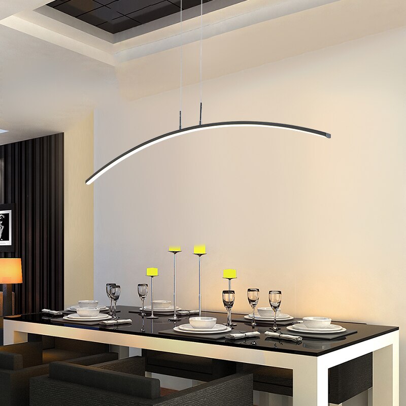 Arisha Modern Minimalist Linear LED Pendelleuchte Schwarz/Weiß Esszimmer Metall