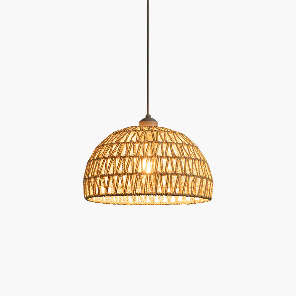 Ritta Retro LED Pendelleuchte Rattan Ess Wohnzimmer Restaurant