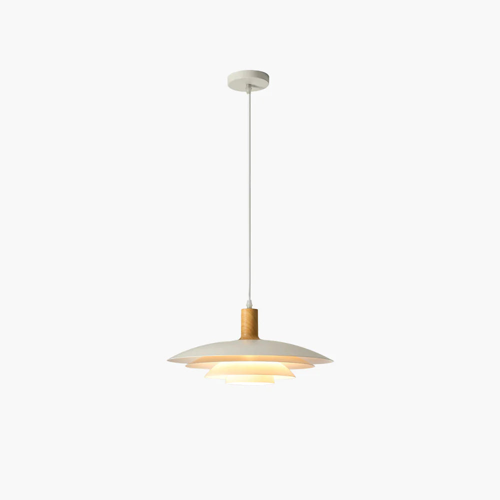 Valentina Moderne LED Pendelleuchte Weiß Holz Metall Schlafzimmer
