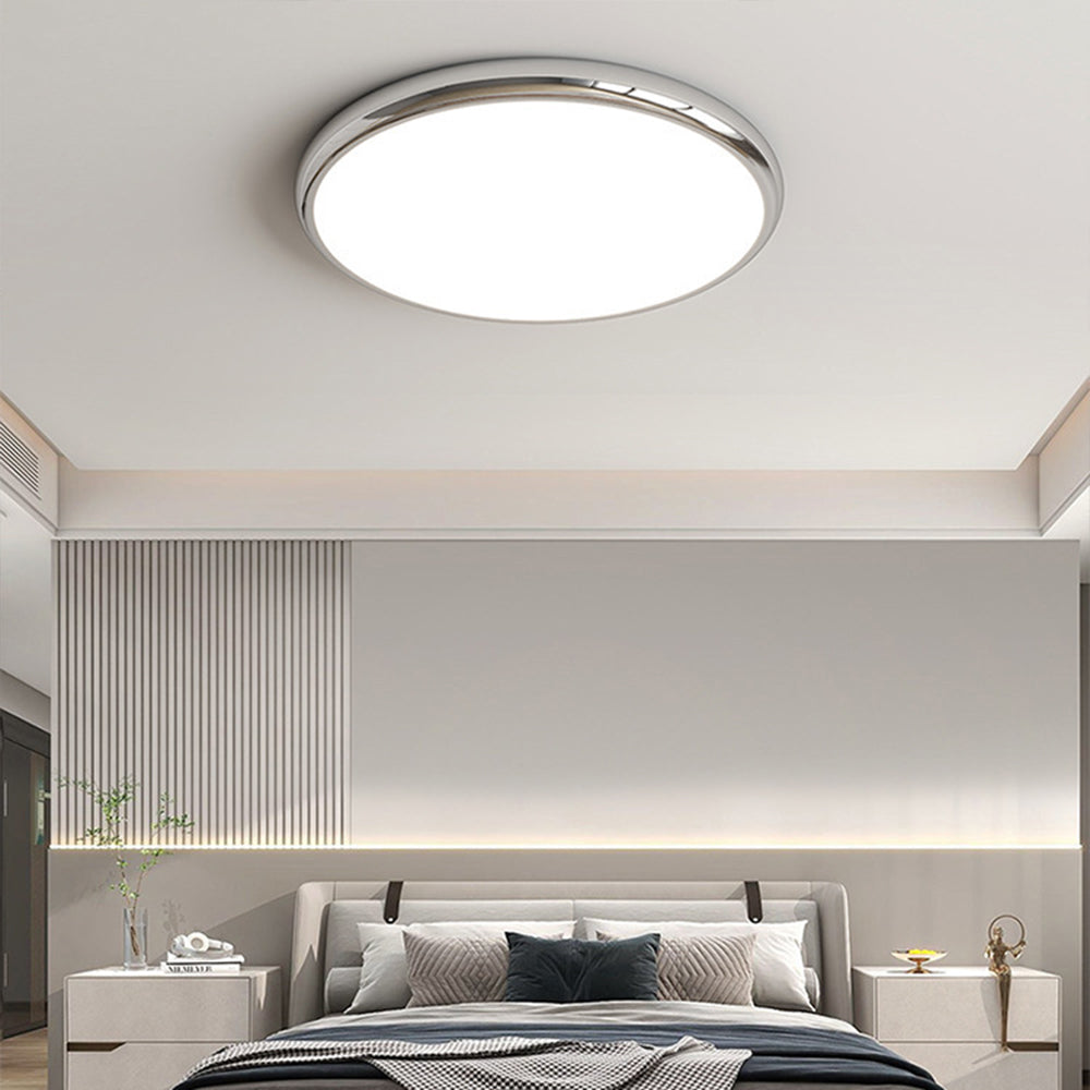 Muto Retro Rund LED Deckenleuchte Weiß Metall Schlaf Wohnzimmer