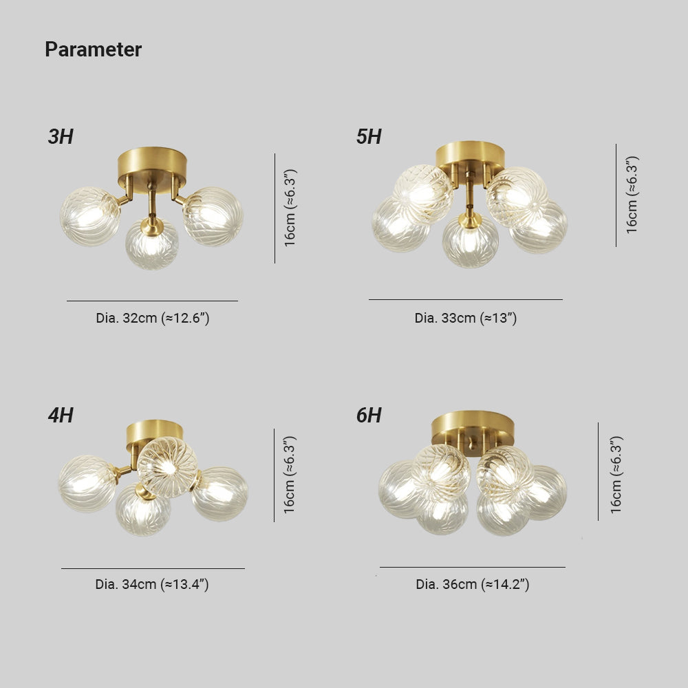 Valentina Vintage Denkenleuchte Kugel Ess/Wohnzimmer Gold Metall/Glas-Letslighting