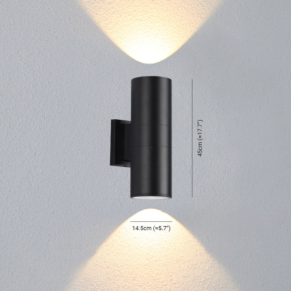 Ray Modern LED Wandleuchte Doppelkopf Zylinder Schwarz Außen Metall/Glas