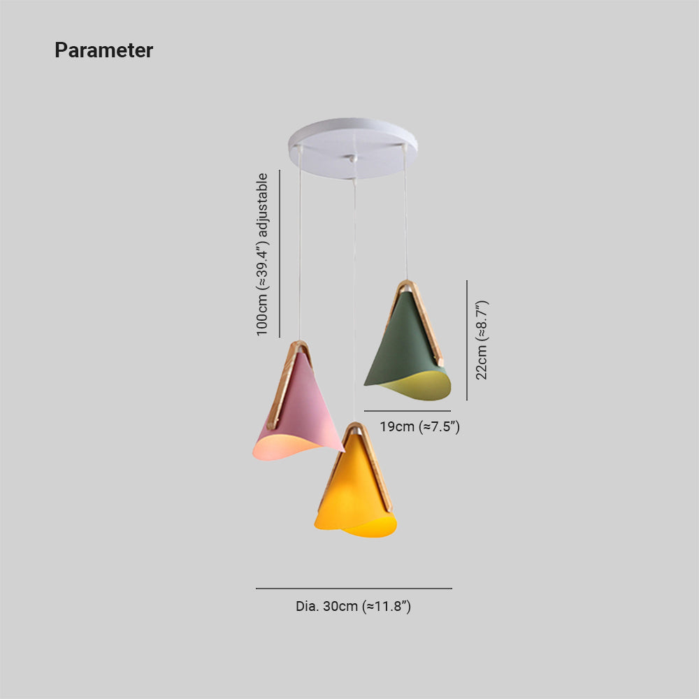 Valentina Modern LED Pendelleuchte Kegel Esstisch 5 Farben Holz Metall