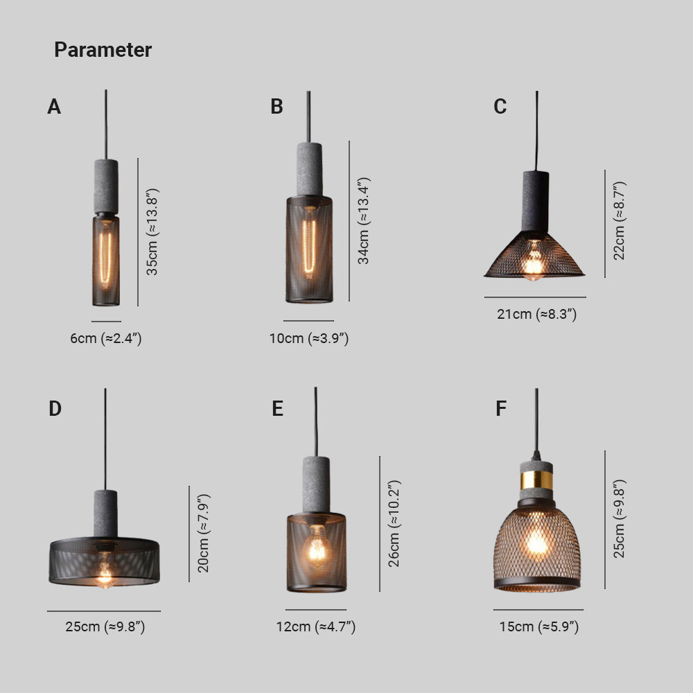 Arisha LED Design Pendelleuchte Wohnzimmer Industrial, Schwarz, Cement Metall