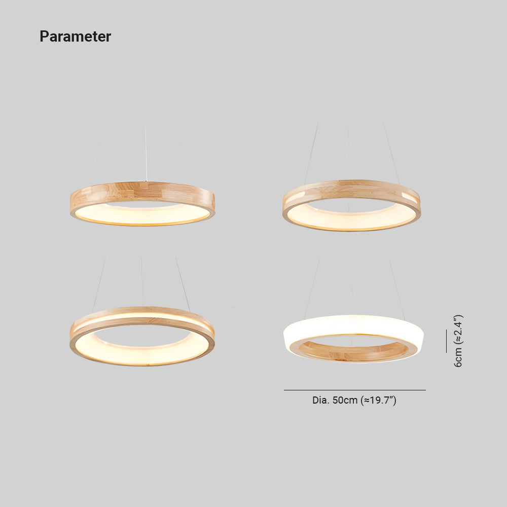Muto Modern LED Pendelleuchte Ring Ess/Wohn/Schlafzimmer Holz/Acryl