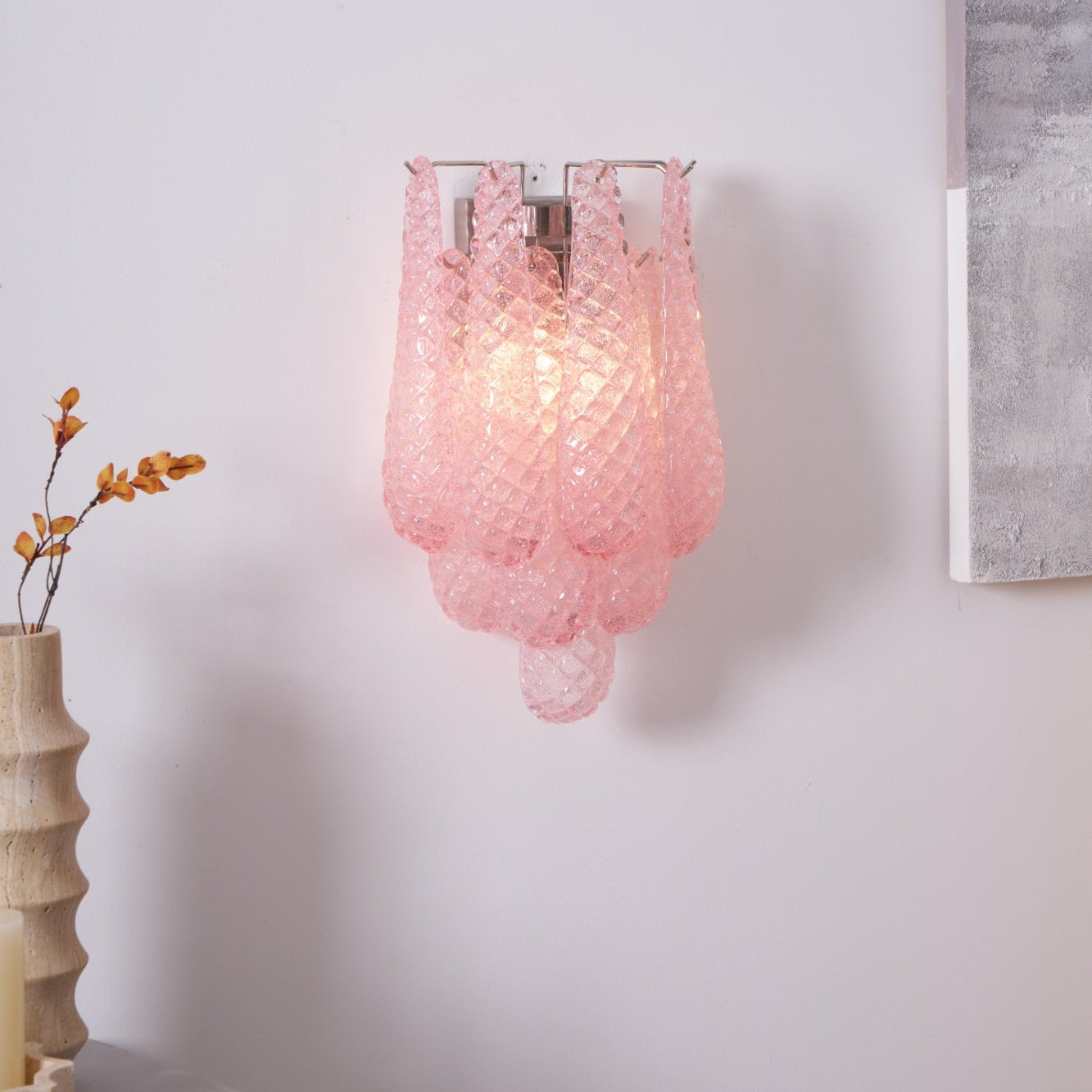 Aurora Wall Lamp Pink Teardrop Glass Floral Artistic - Neutralighting