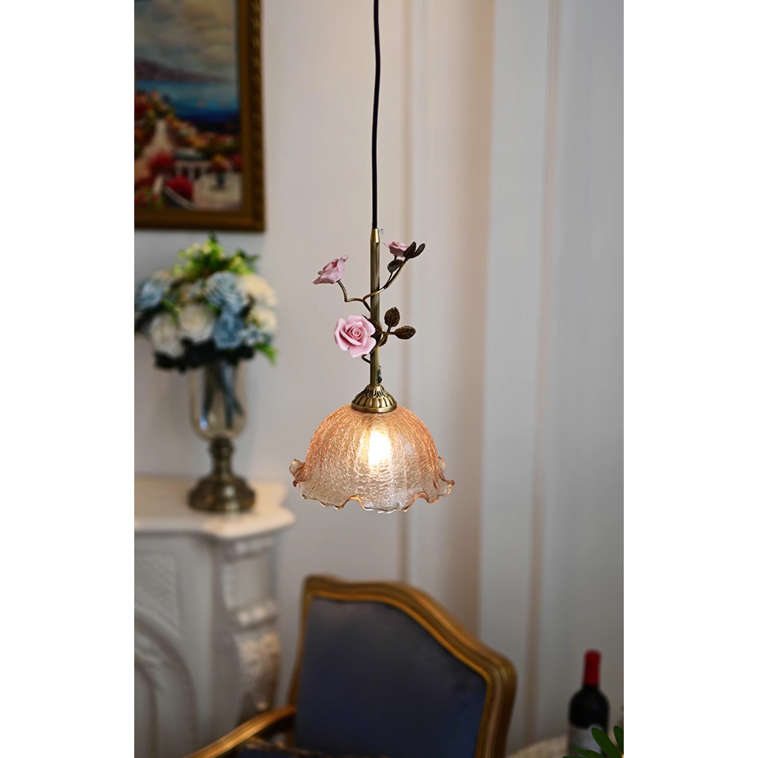Ilsoris Rose Glas Keramik Pendelleuchte-Letslighting