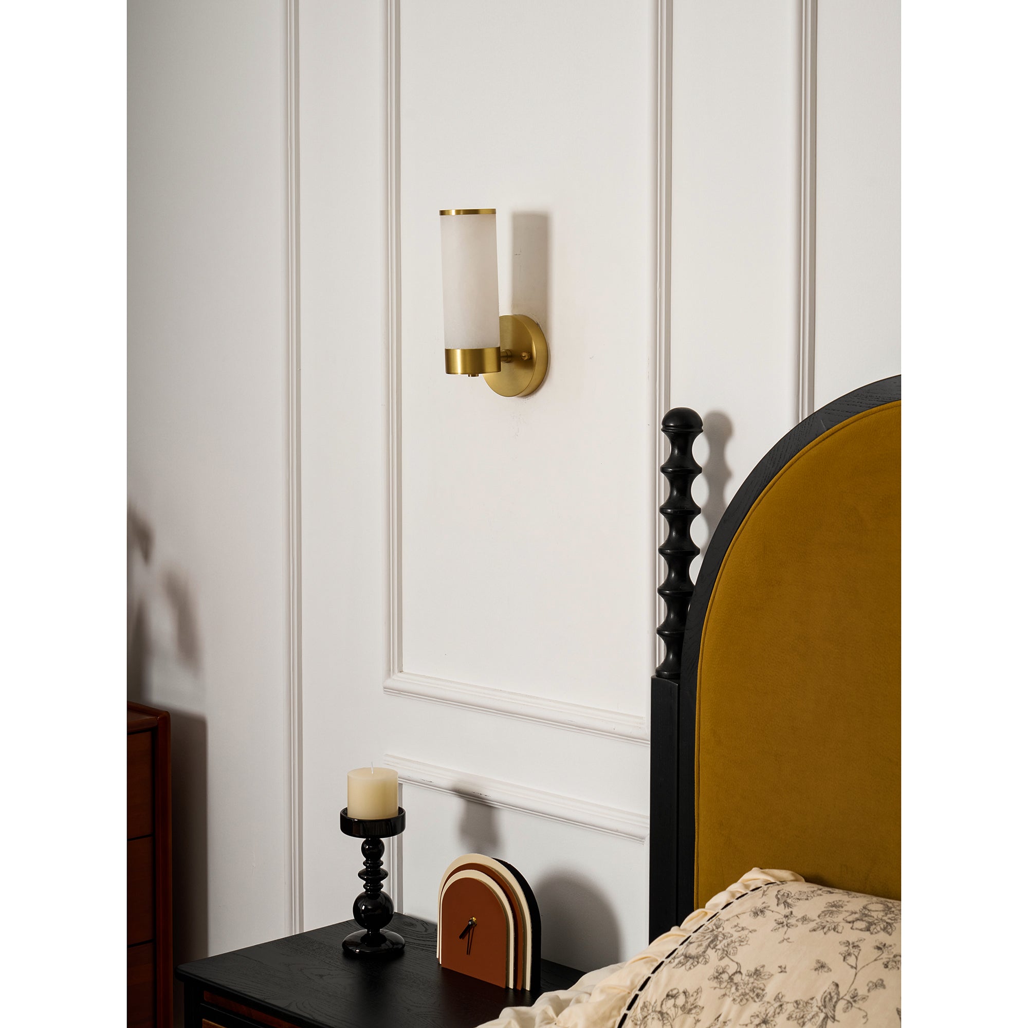 Olvynis Modern Minimalist Brass Alabaster Wall Lamp - Letslighting