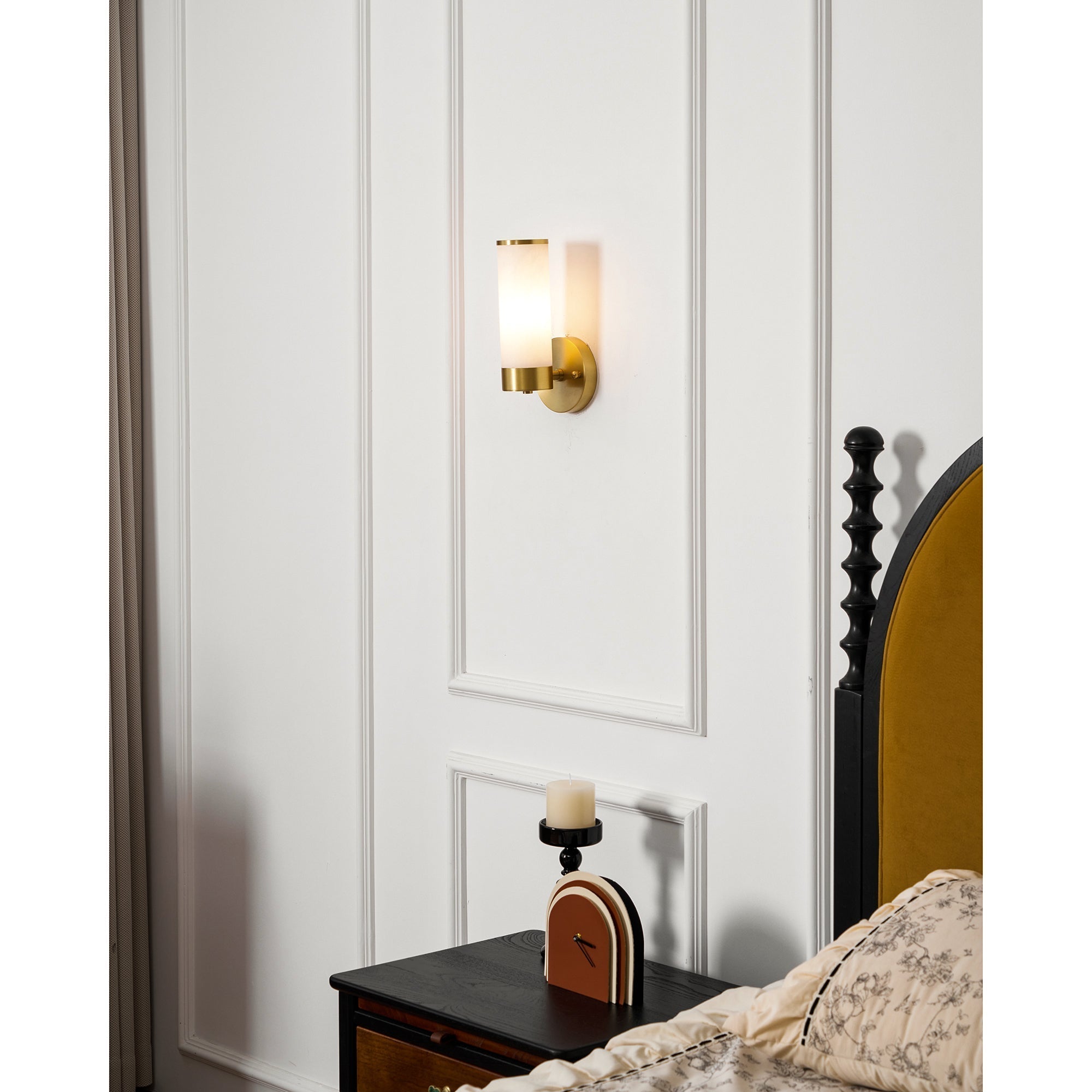 Olvynis Modern Minimalist Brass Alabaster Wall Lamp - Letslighting