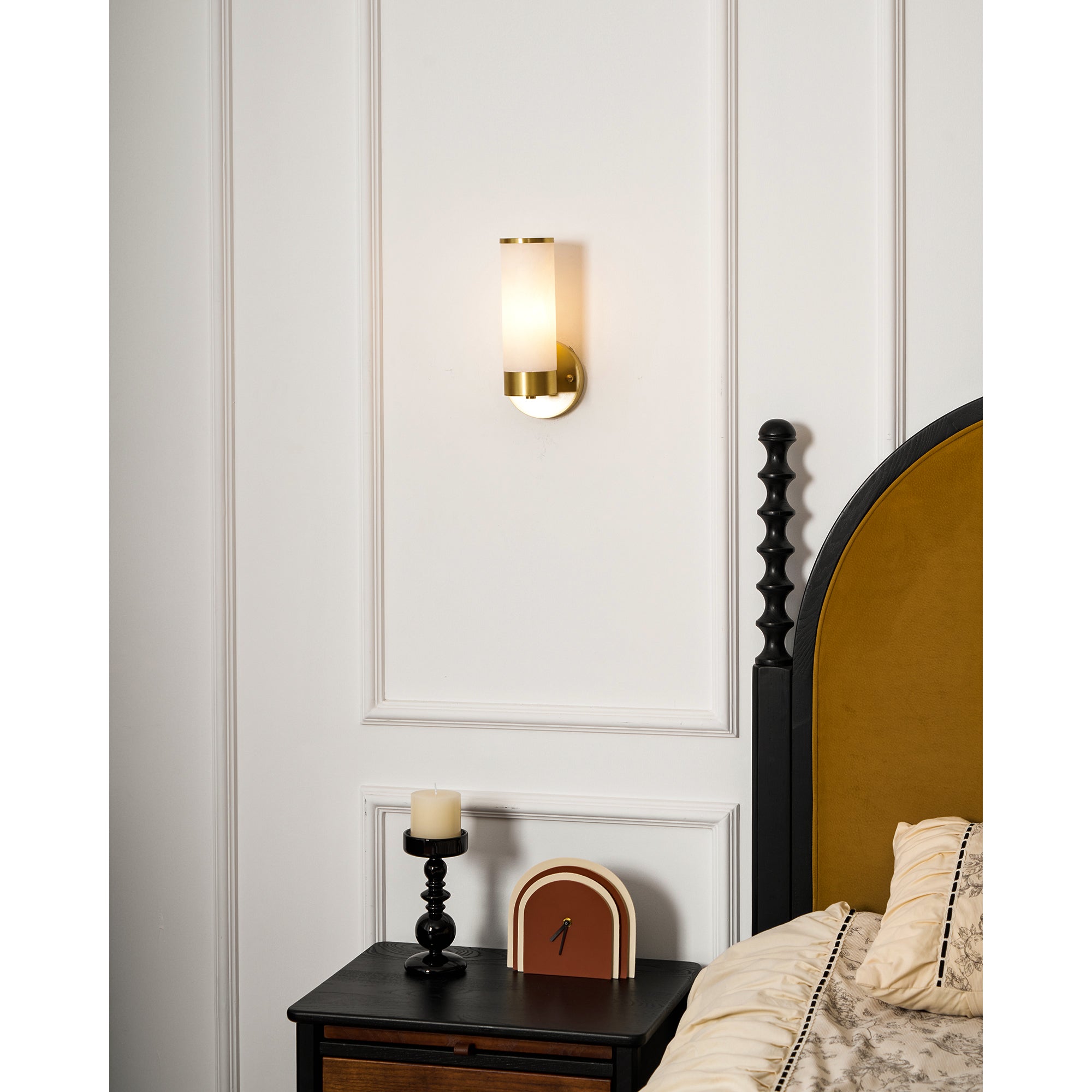 Olvynis Modern Minimalist Brass Alabaster Wall Lamp - Letslighting