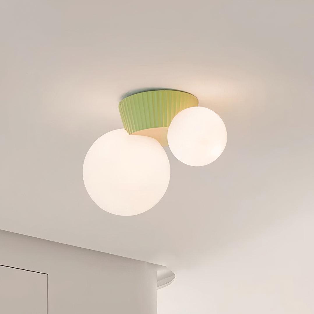 Ceiling Light Playful Asymmetry with Dual Frosted Glass Globes - Letslighting