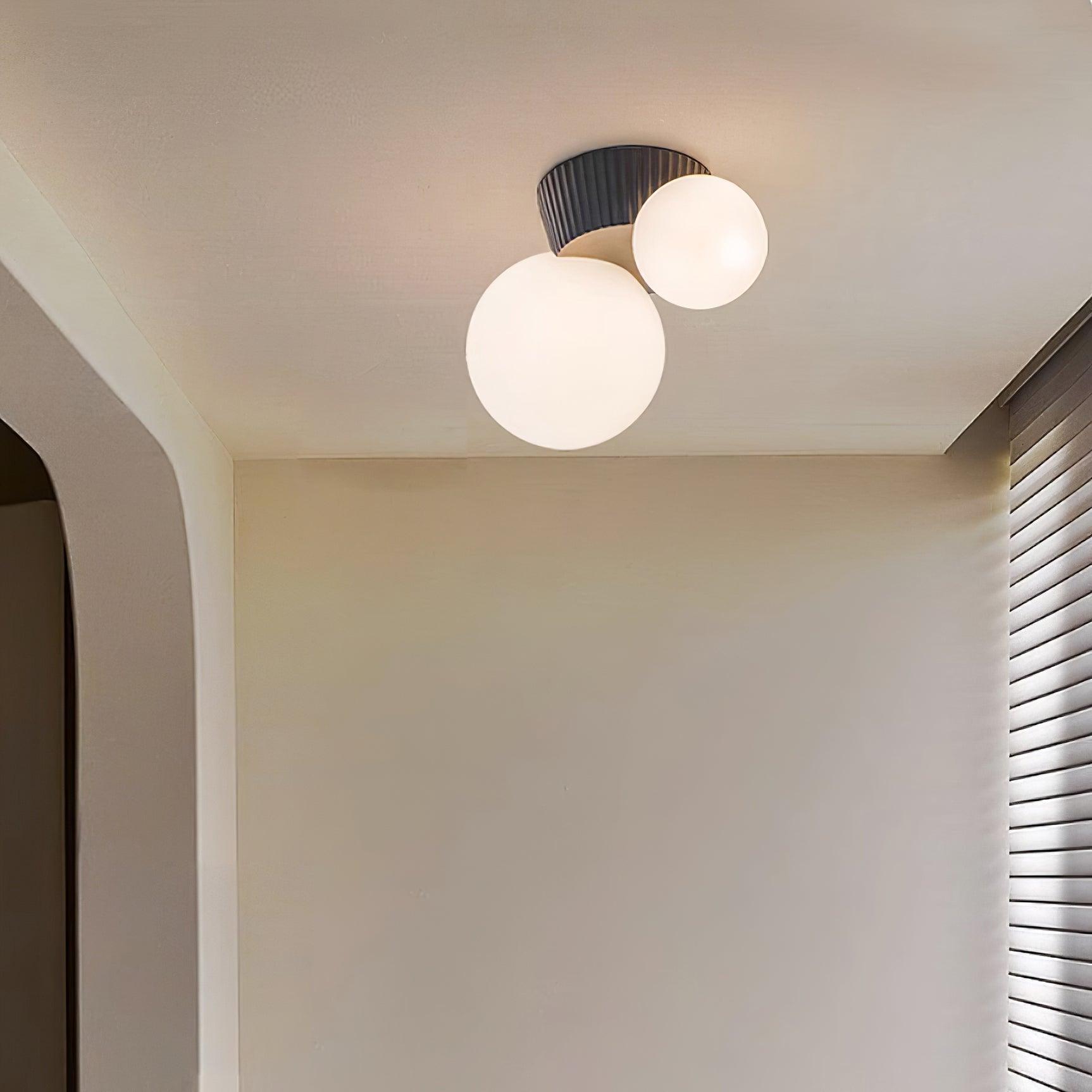 Ceiling Light Playful Asymmetry with Dual Frosted Glass Globes - Letslighting