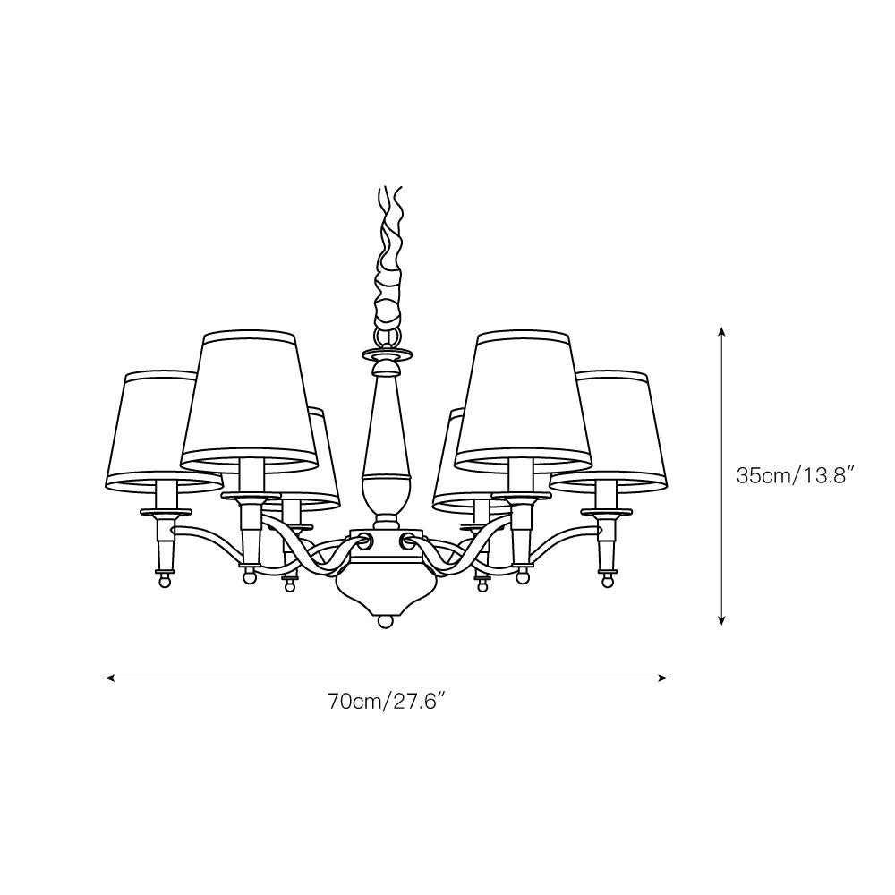 Zosolia Vintage Kronleuchter aus Messing mit Stoffbezug-Letslighting